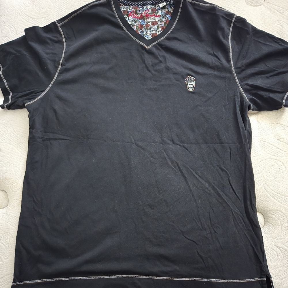 Black Robert Graham V-Neck Men's Shirt